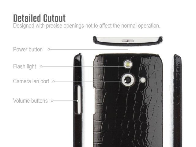 HTC One (E8) Crocodile Leather Back Case