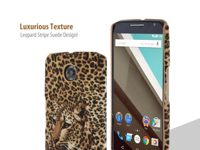 Google Nexus 6 Leopard Stripe Suede Case