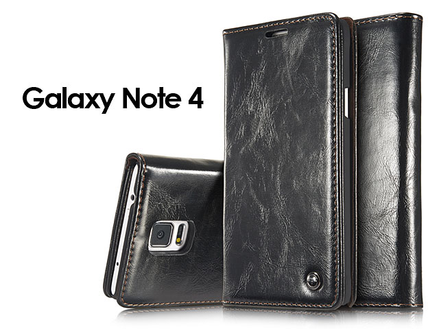 Samsung Galaxy Note 4 Magnetic Flip Leather Wallet Case