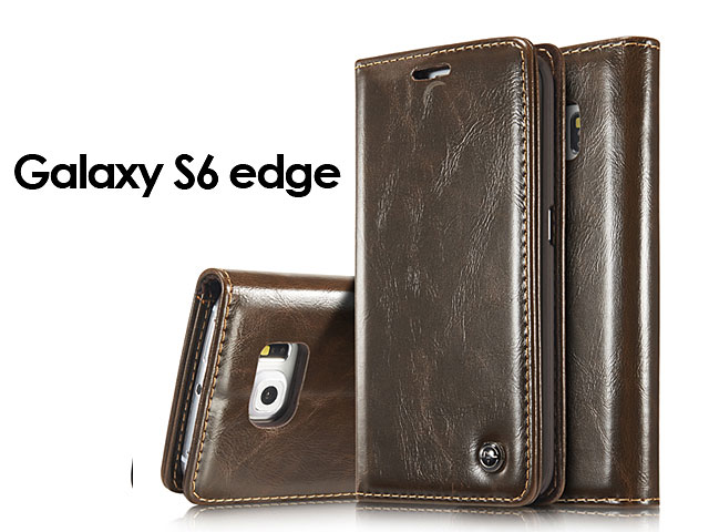 Samsung Galaxy S6 edge Magnetic Flip Leather Wallet Case
