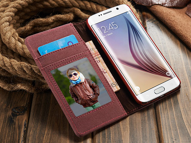 Samsung Galaxy S6 edge Jeans Leather Wallet Case
