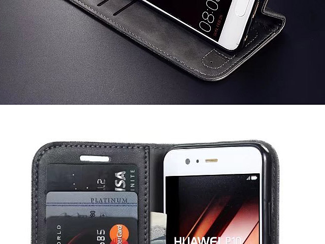 Huawei P10 Canvas Leather Flip Card Case