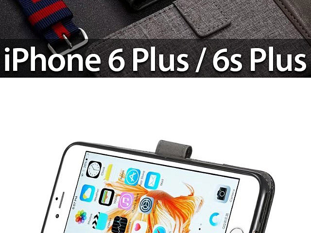 iPhone 6 Plus / 6s Plus Canvas Leather Flip Card Case