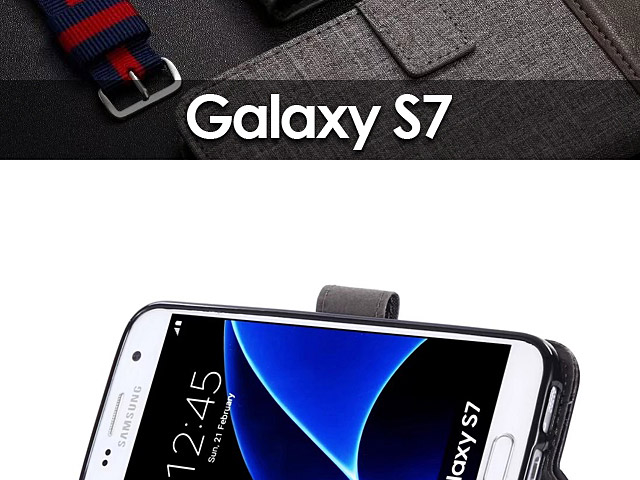 Samsung Galaxy S7 Canvas Leather Flip Card Case