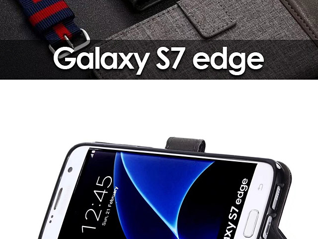 Samsung Galaxy S7 edge Canvas Leather Flip Card Case