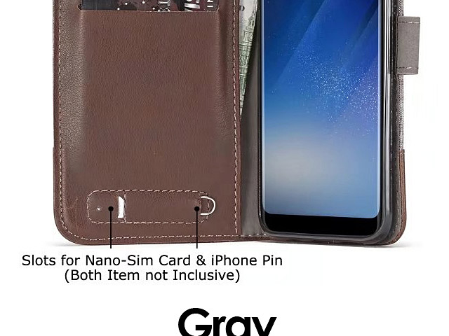 Samsung Galaxy S8+ Canvas Leather Flip Card Case
