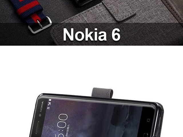 Nokia 6 Canvas Leather Flip Card Case