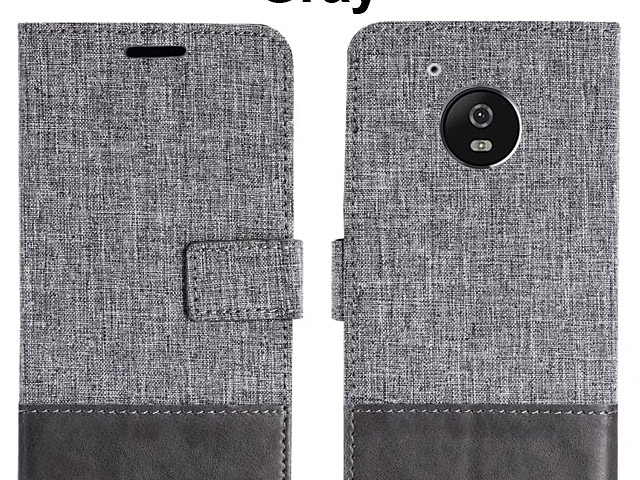 Motorola Moto G5 Plus Canvas Leather Flip Card Case