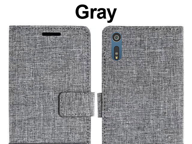 Sony Xperia XZ Canvas Leather Flip Card Case
