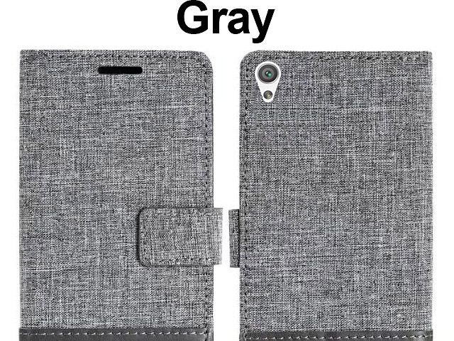 Sony Xperia XA Ultra Canvas Leather Flip Card Case