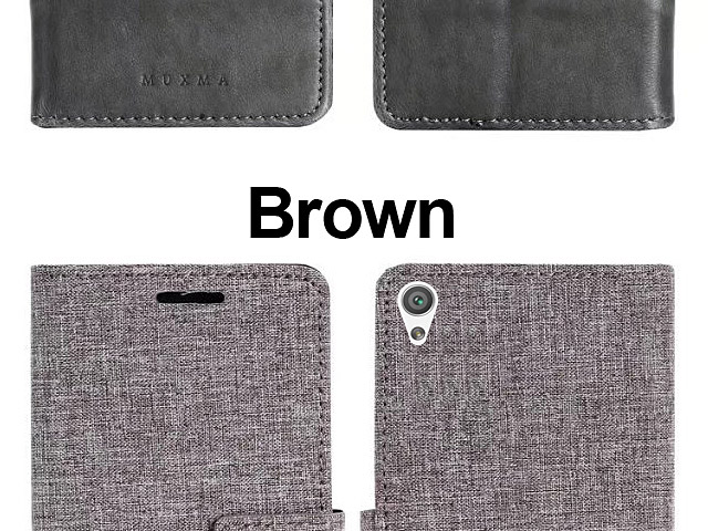 Sony Xperia XA Ultra Canvas Leather Flip Card Case