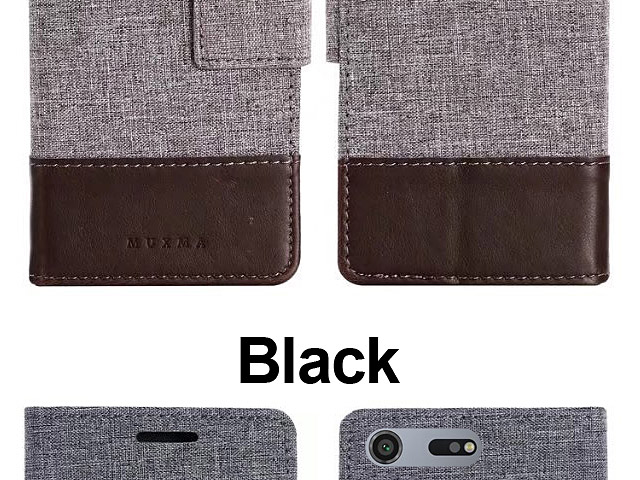 Sony Xperia XZ Premium Canvas Leather Flip Card Case
