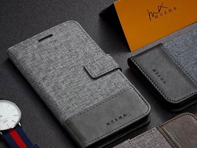 Samsung Galaxy A7 (2017) A7200 Canvas Leather Flip Card Case