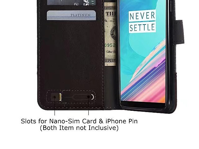 OnePlus 5T Canvas Leather Flip Card Case
