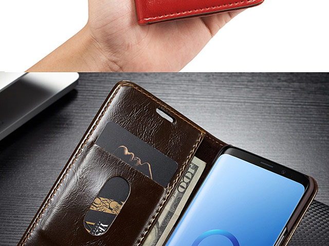 Samsung Galaxy S9+ Magnetic Flip Leather Wallet Case