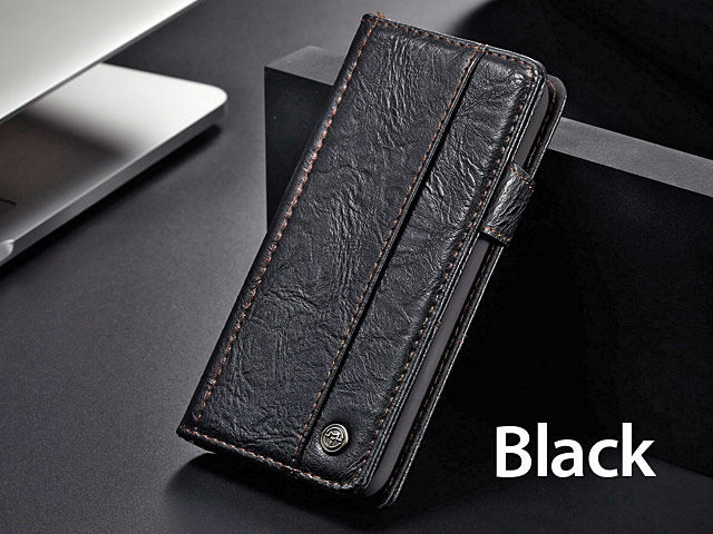 iPhone X Coarse Crack Slim Wallet Leather Case