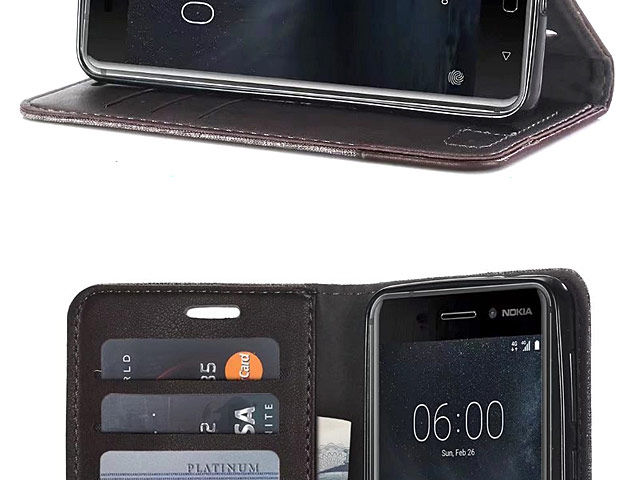 Nokia 2 Canvas Leather Flip Card Case