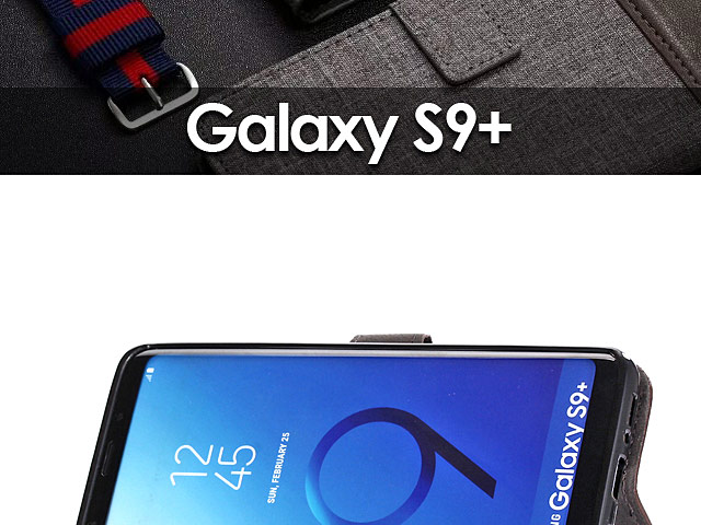 Samsung Galaxy S9+ Canvas Leather Flip Card Case