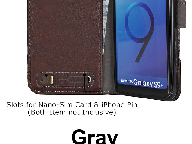 Samsung Galaxy S9+ Canvas Leather Flip Card Case