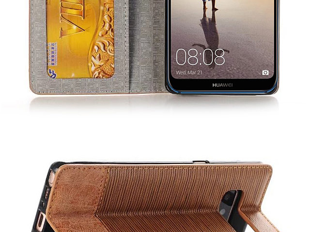 Huawei P20 Lite Two-Tone Leather Flip Case