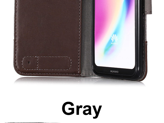 Huawei P20 Lite Canvas Leather Flip Card Case