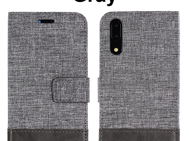 Huawei P20 Canvas Leather Flip Card Case