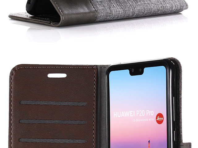 Huawei P20 Pro Canvas Leather Flip Card Case