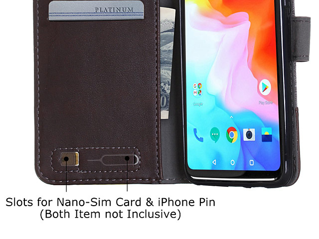OnePlus 6 Canvas Leather Flip Card Case