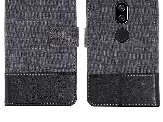 Sony Xperia XZ2 Premium Canvas Leather Flip Card Case