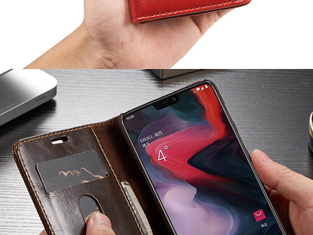 OnePlus 6 Magnetic Flip Leather Wallet Case