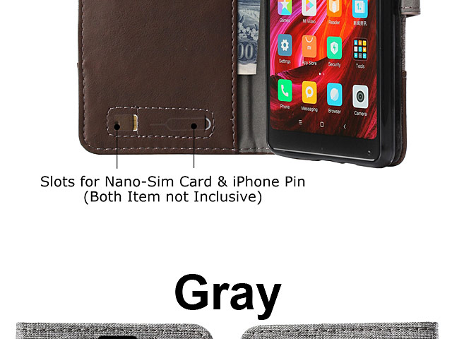 Xiaomi Mi Mix 2 Canvas Leather Flip Card Case