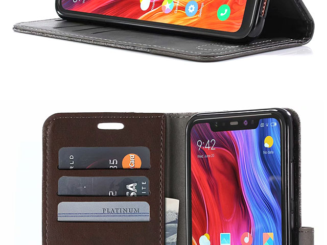 Xiaomi Mi 8 Canvas Leather Flip Card Case