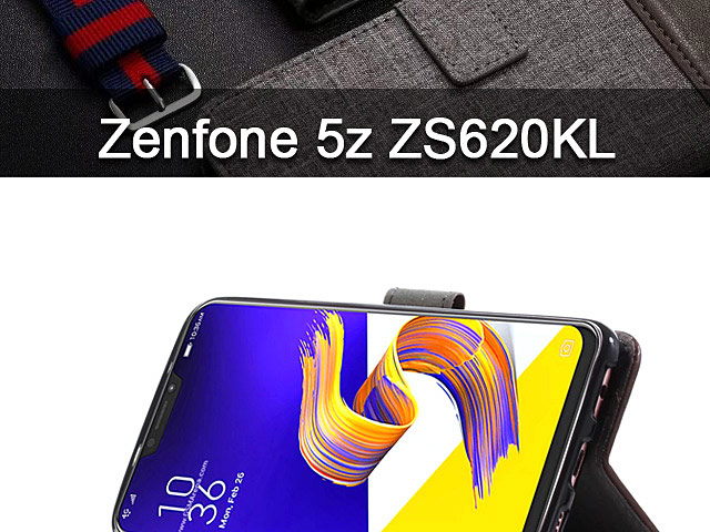 Asus Zenfone 5z ZS620KL Canvas Leather Flip Card Case