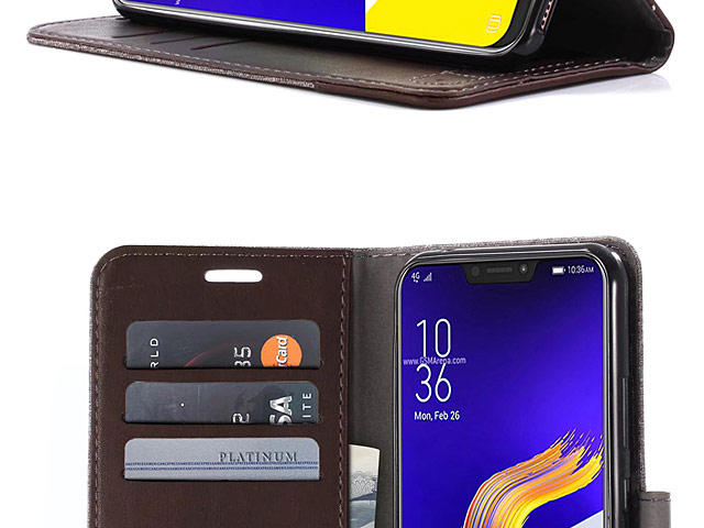 Asus Zenfone 5z ZS620KL Canvas Leather Flip Card Case