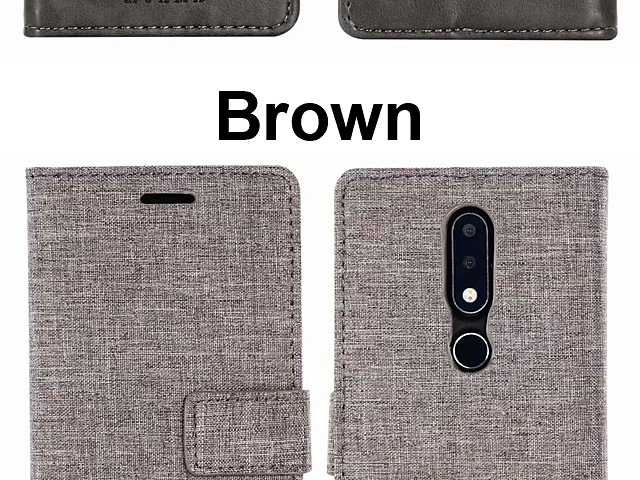 Nokia 6.1 Plus (Nokia X6 (2018) Canvas Leather Flip Card Case