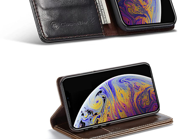 iPhone XS (5.8) Magnetic Flip Leather Wallet Case