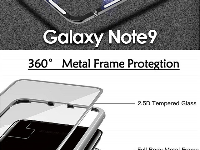 Samsung Galaxy Note9 Magnetic Aluminum Case with Tempered Glass