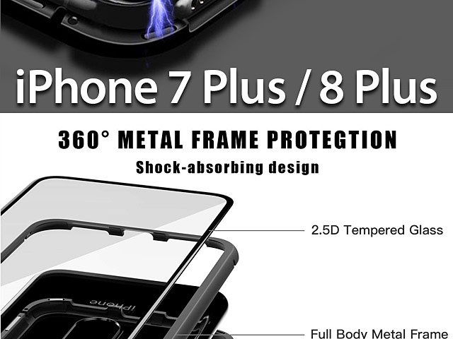 iPhone 7 Plus / 8 Plus Magnetic Aluminum Case with Tempered Glass