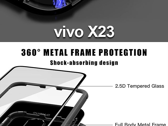 vivo X23 Magnetic Aluminum Case with Tempered Glass
