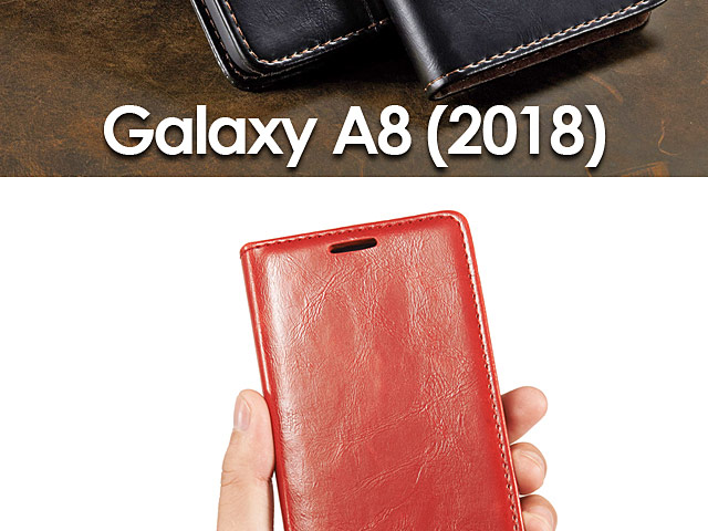 Samsung Galaxy A8 (2018) Magnetic Flip Leather Wallet Case