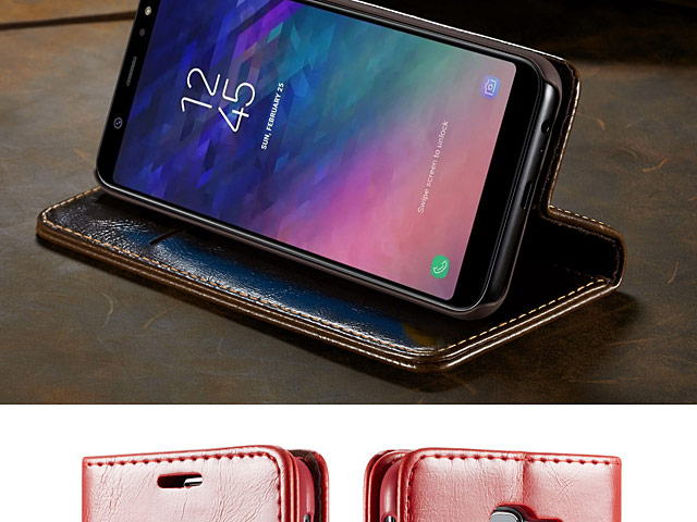 Samsung Galaxy A8 (2018) Magnetic Flip Leather Wallet Case