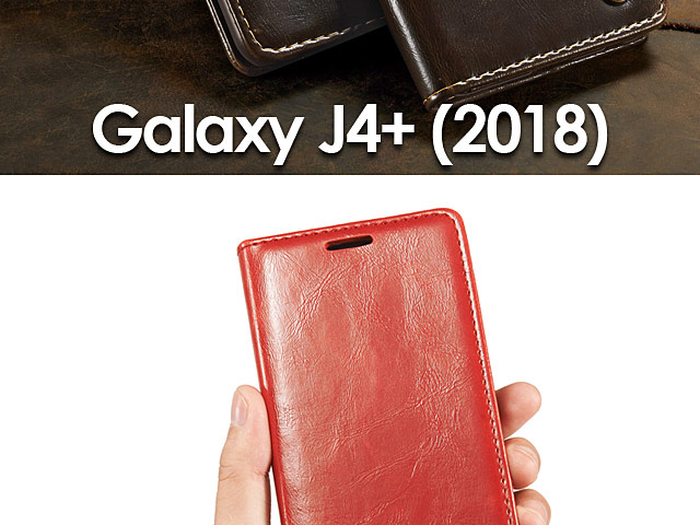 Samsung Galaxy J4+ (2018) Magnetic Flip Leather Wallet Case