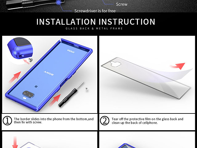 Sony Xperia 10 Plus Metallic Bumper Glass Case