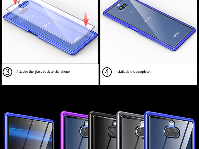 Sony Xperia 10 Plus Metallic Bumper Glass Case