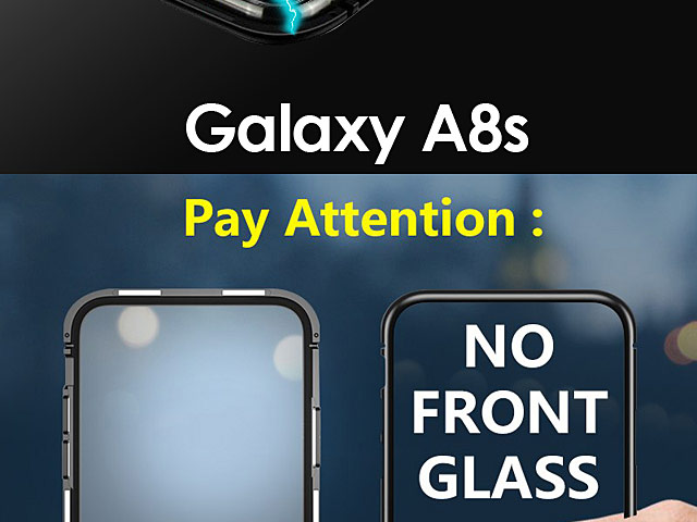 Samsung Galaxy A8s Magnetic Aluminum Case with Tempered Glass