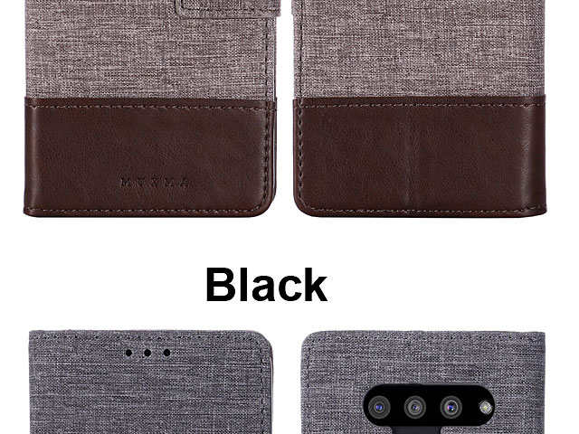 LG V50 ThinQ 5G Canvas Leather Flip Card Case