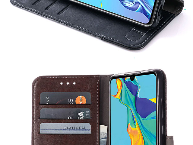 Huawei P30 Canvas Leather Flip Card Case