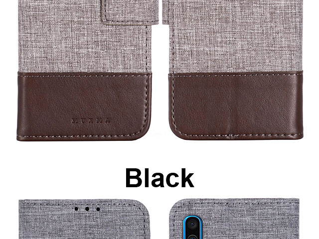 Samsung Galaxy A30 Canvas Leather Flip Card Case