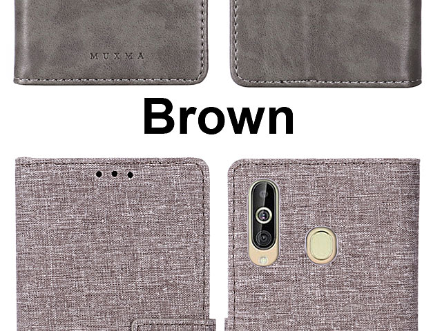 Samsung Galaxy A60 Canvas Leather Flip Card Case