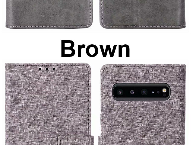Samsung Galaxy S10 5G Canvas Leather Flip Card Case